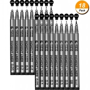 STA Black Pigment Fineliner Ink Micro Pens Waterproof Black Pen Set for Art Sketching Writing, 18 Pieces