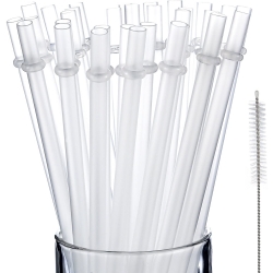 Jovitec 50 Pieces Reusable Drinking Straw Thick Plastic Straws with Cleaning Brush Straw Cleaner (13 Inch)